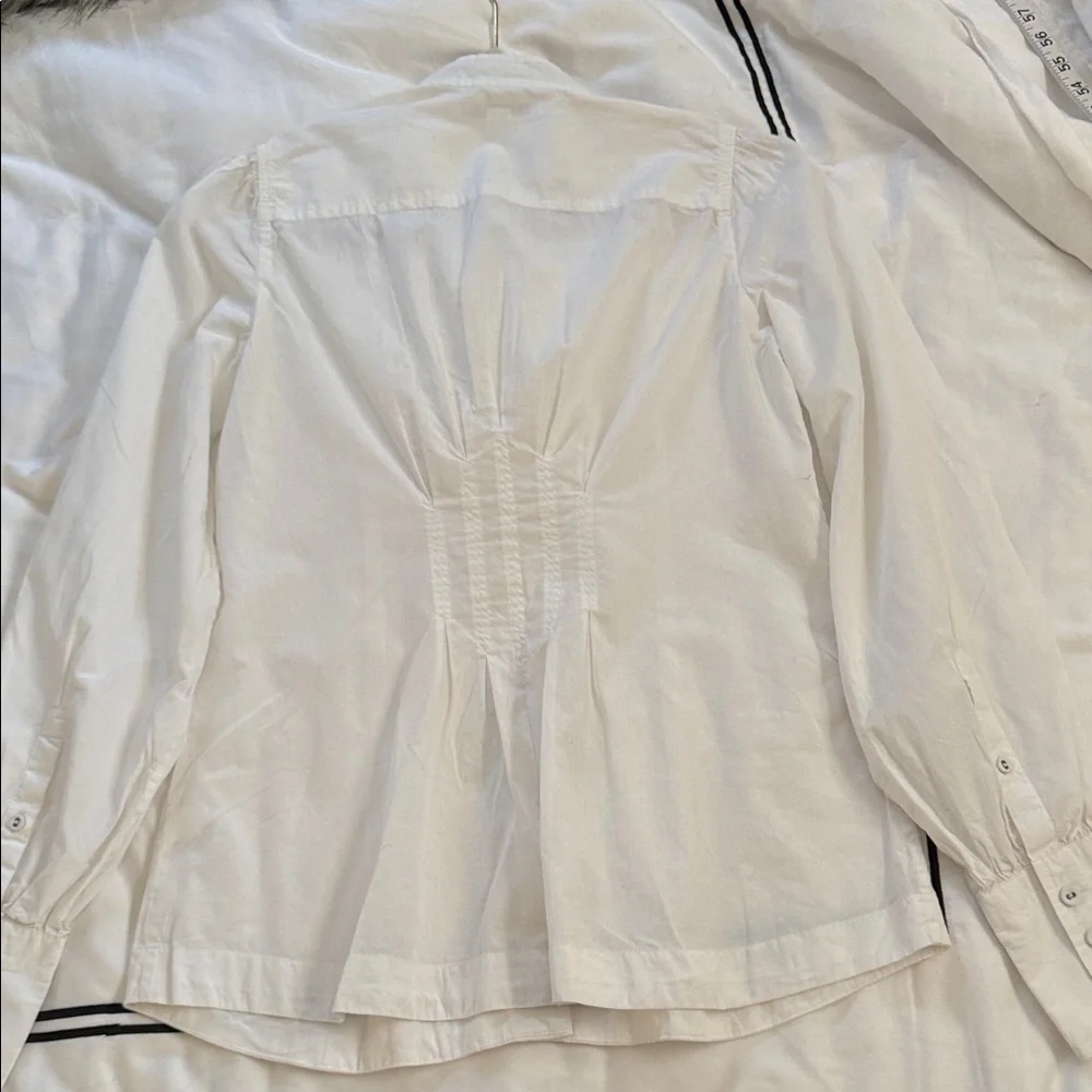 Banana Republic White Ruffled Button-Down Shirt - Picture 7 of 7
